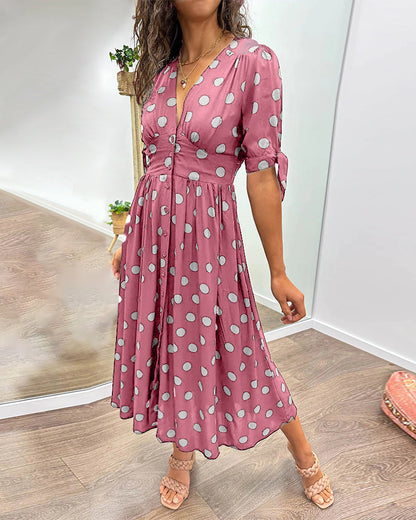 Elsa Robe à pois avec jupe évasée
