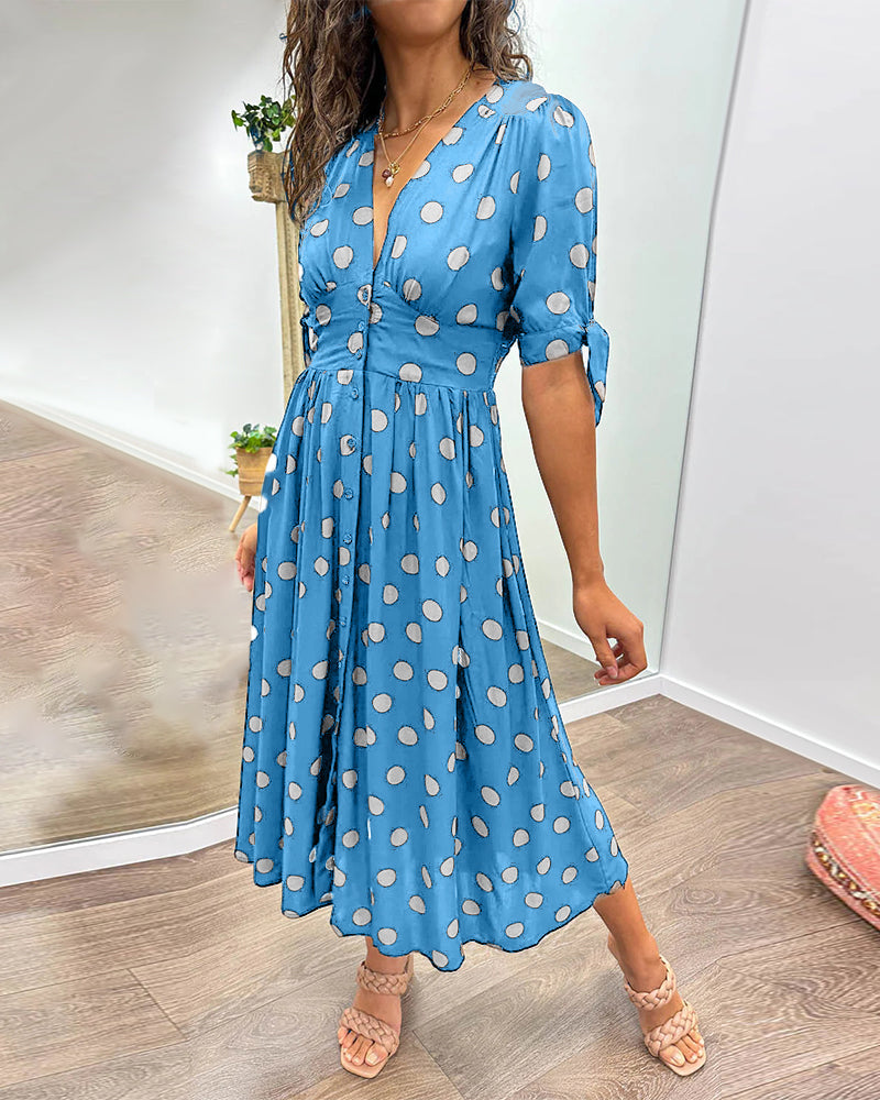 Elsa Robe à pois avec jupe évasée