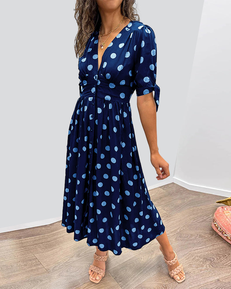 Elsa Robe à pois avec jupe évasée