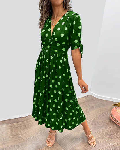 Elsa Robe à pois avec jupe évasée