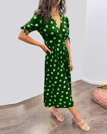 Elsa Robe à pois avec jupe évasée