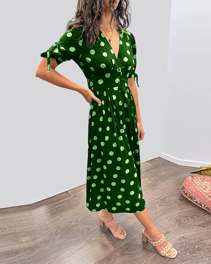 Elsa Robe à pois avec jupe évasée
