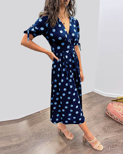 Elsa Robe à pois avec jupe évasée