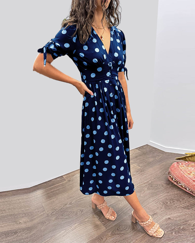 Elsa Robe à pois avec jupe évasée