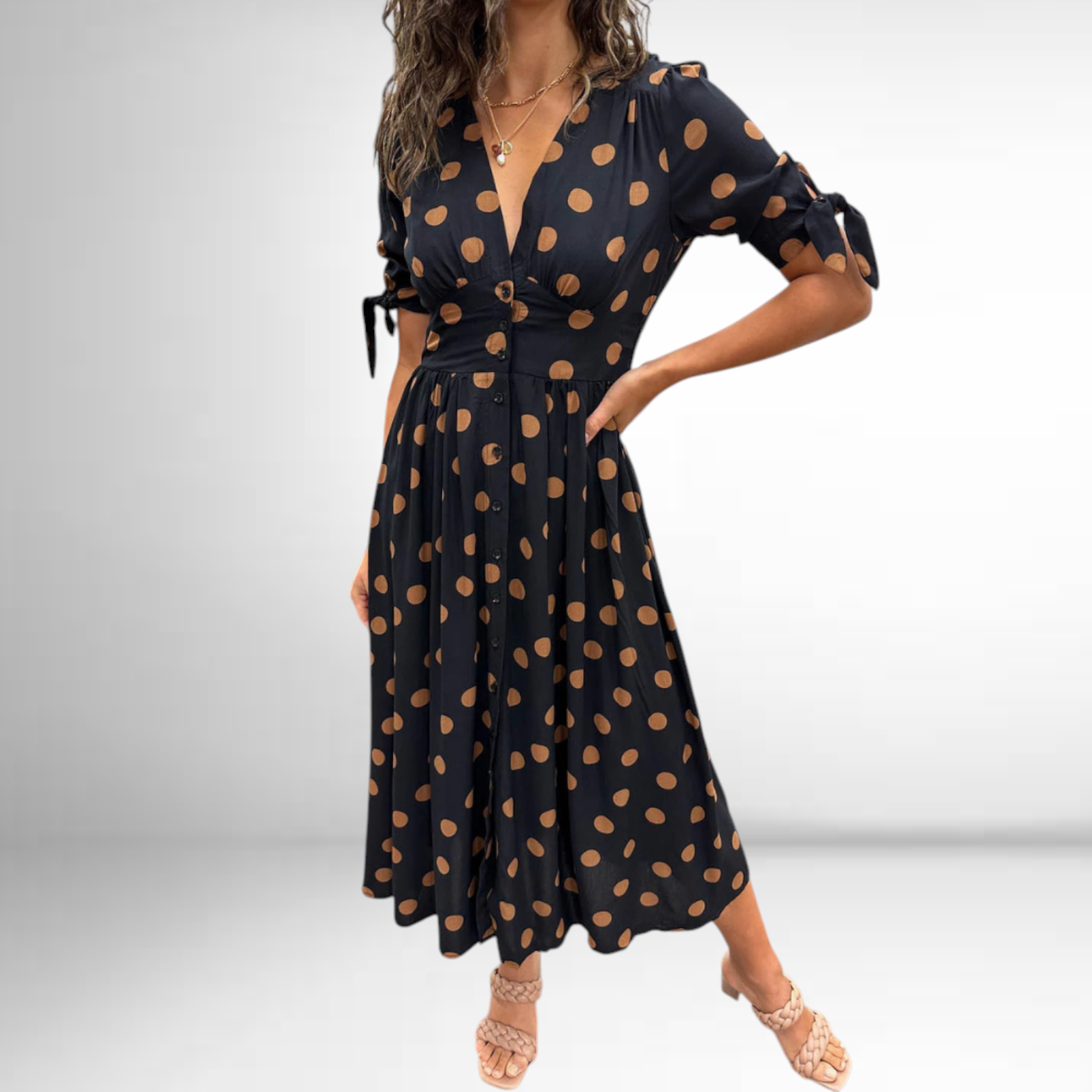 Elsa Robe à pois avec jupe évasée