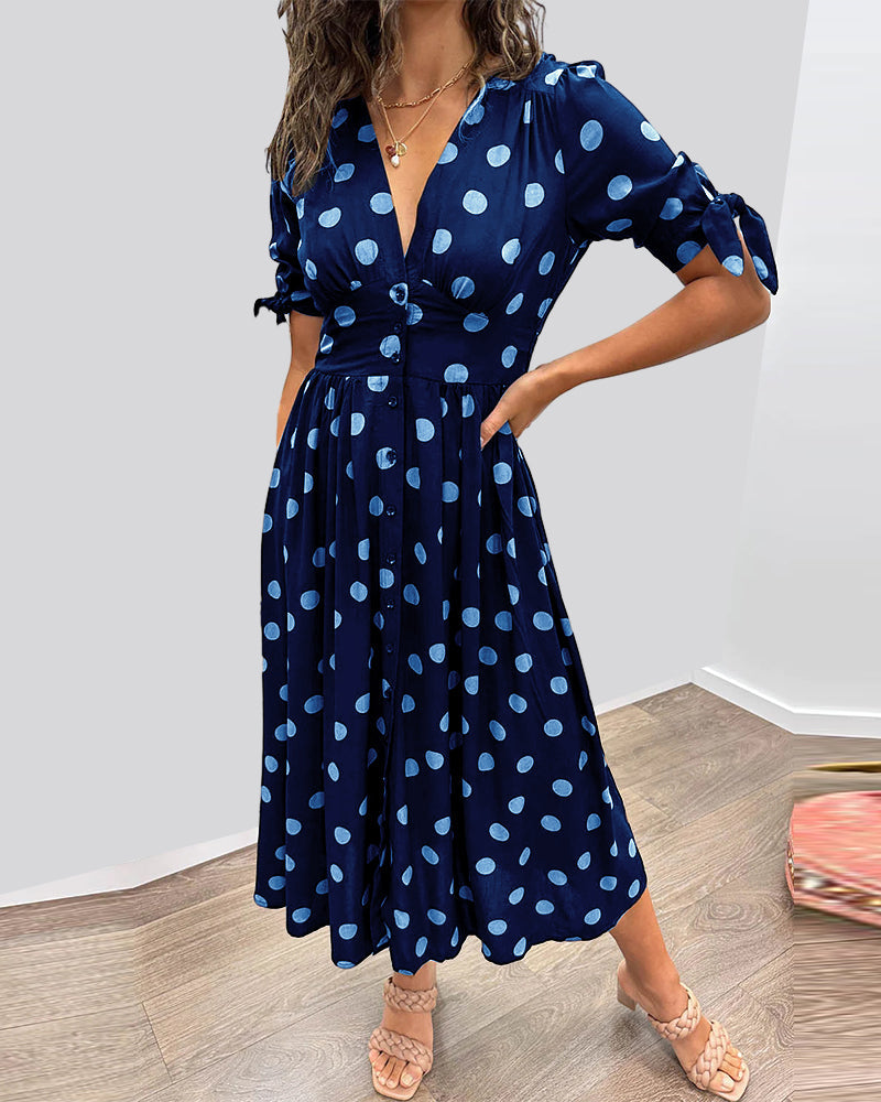 Elsa Robe à pois avec jupe évasée