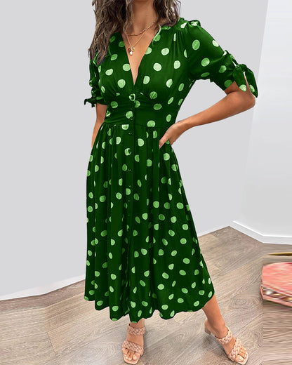 Elsa Robe à pois avec jupe évasée