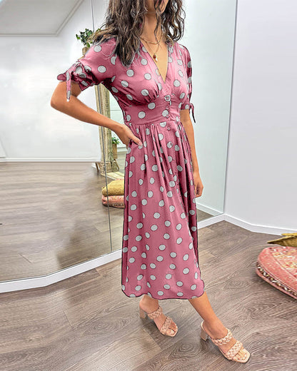 Elsa Robe à pois avec jupe évasée