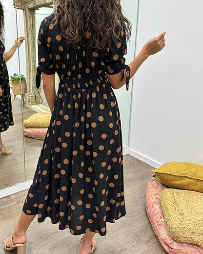 Elsa Robe à pois avec jupe évasée