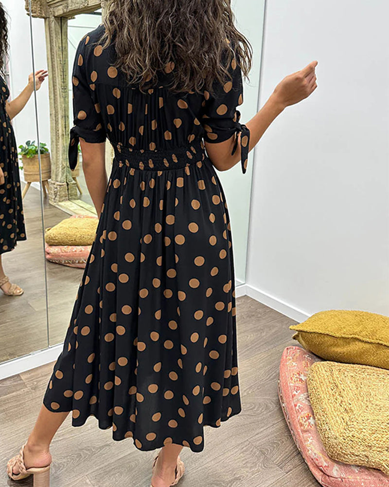 Elsa Robe à pois avec jupe évasée