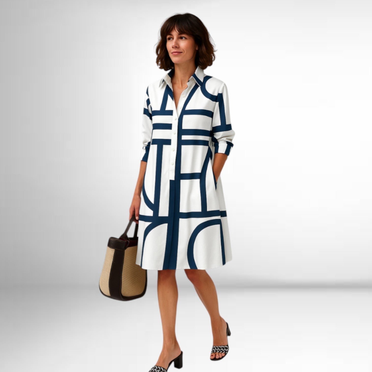 Louna Robe midi avec motif géométrique