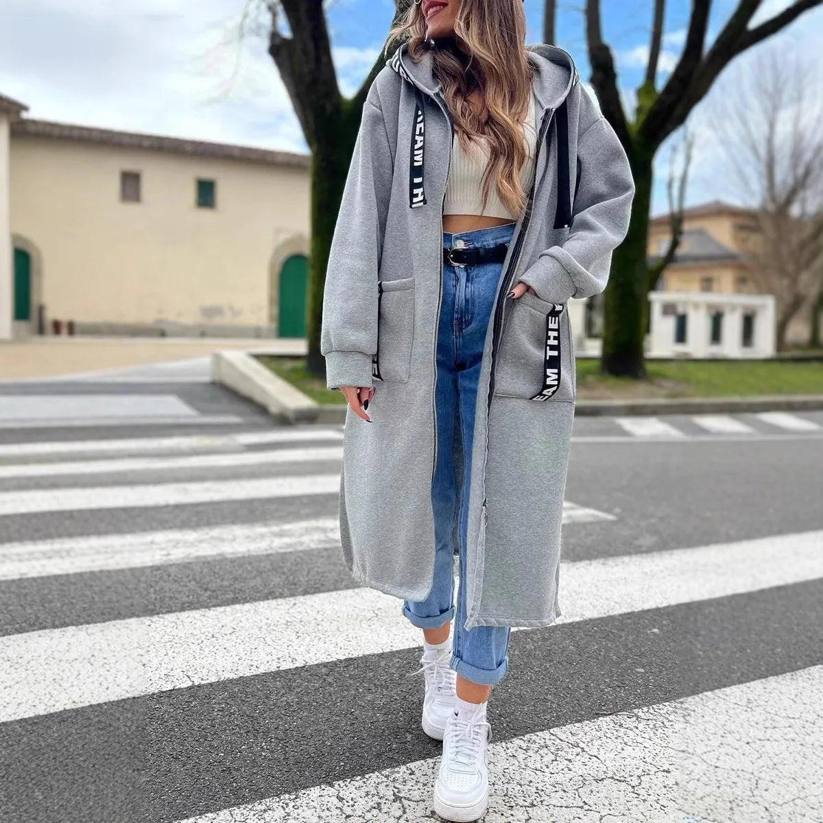 Ilouise Manteau à capuche en polaire