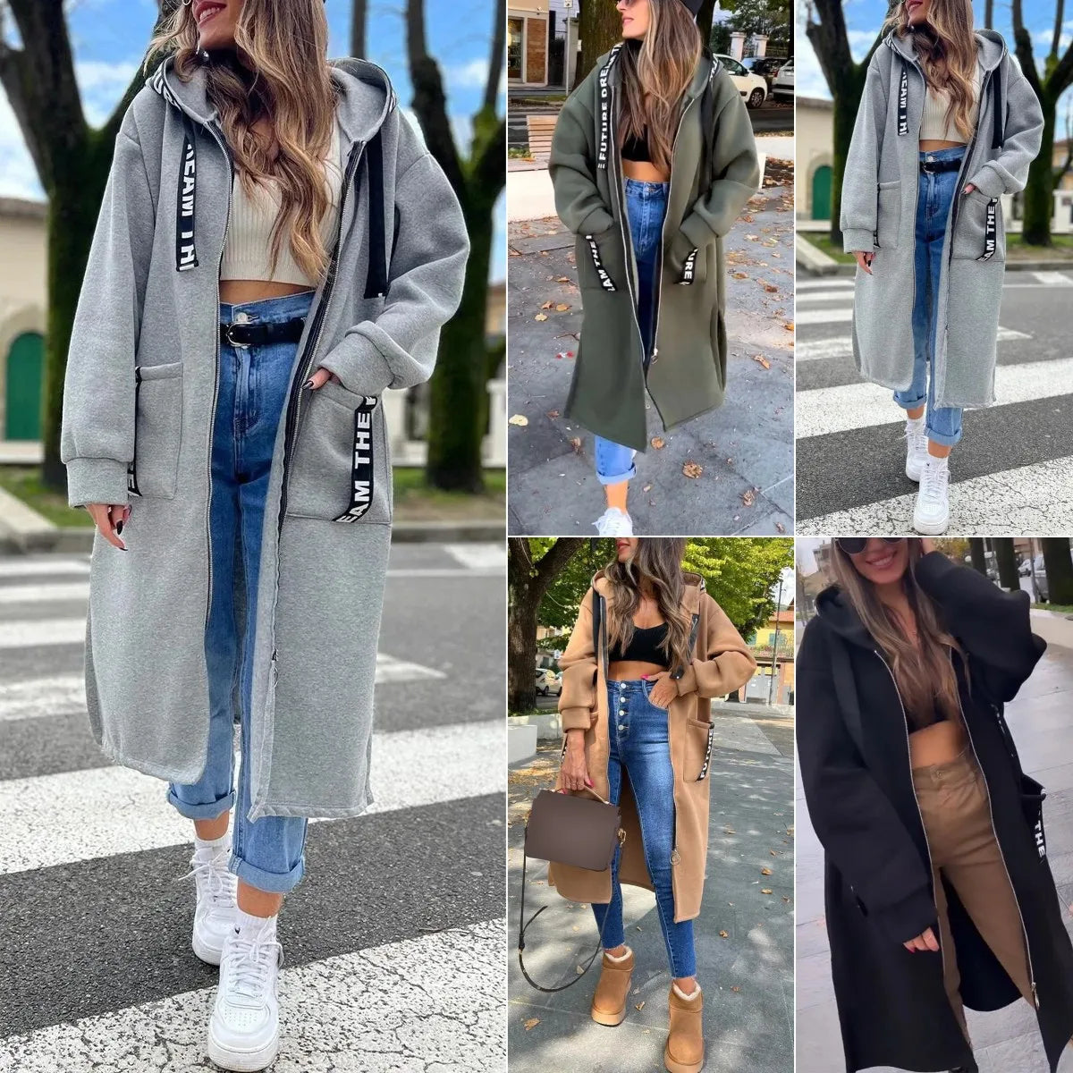 Ilouise Manteau à capuche en polaire