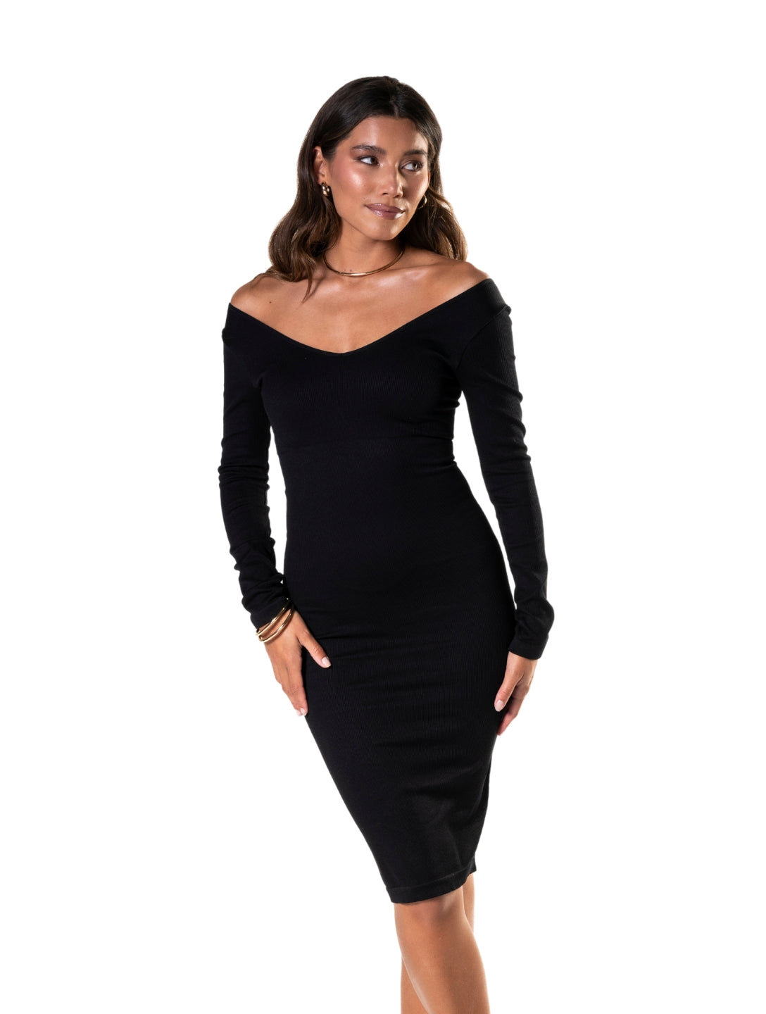 Robe à manches longues à décolleté en V
