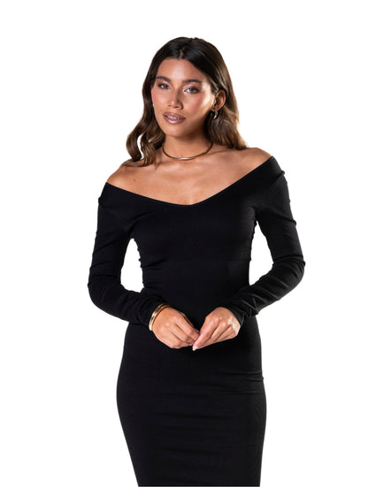Robe à manches longues à décolleté en V