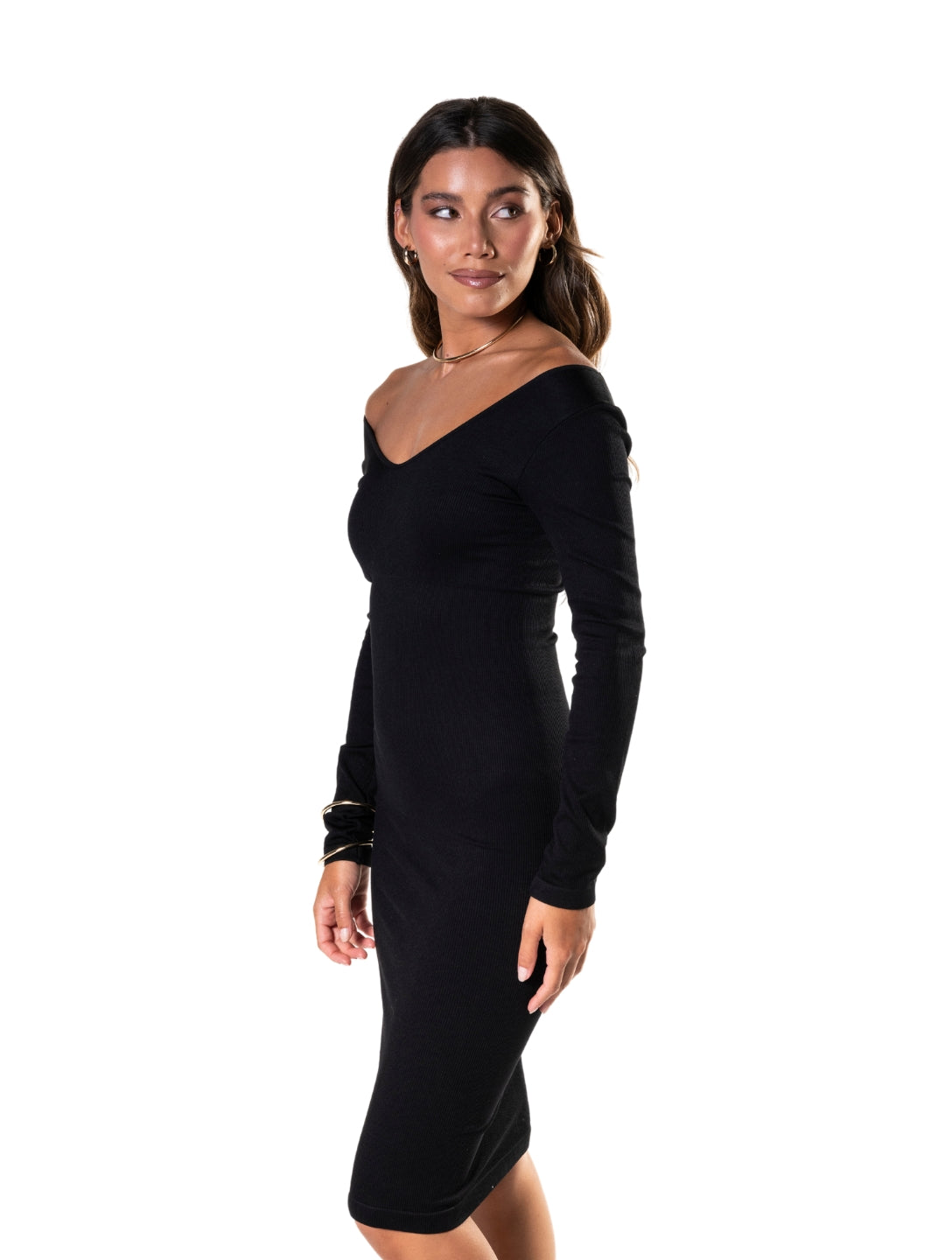 Robe à manches longues à décolleté en V