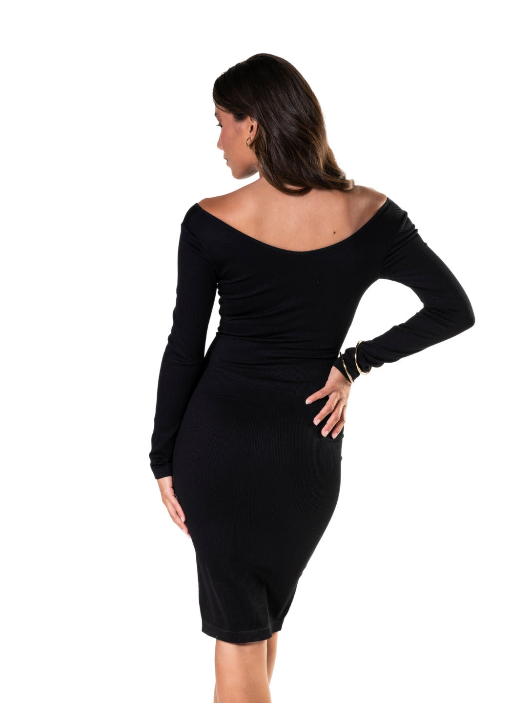 Robe à manches longues à décolleté en V