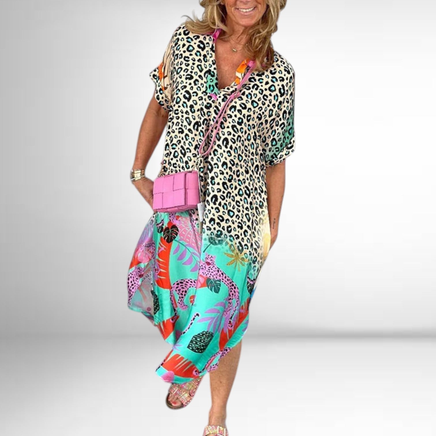 Delilah robe motif léopard